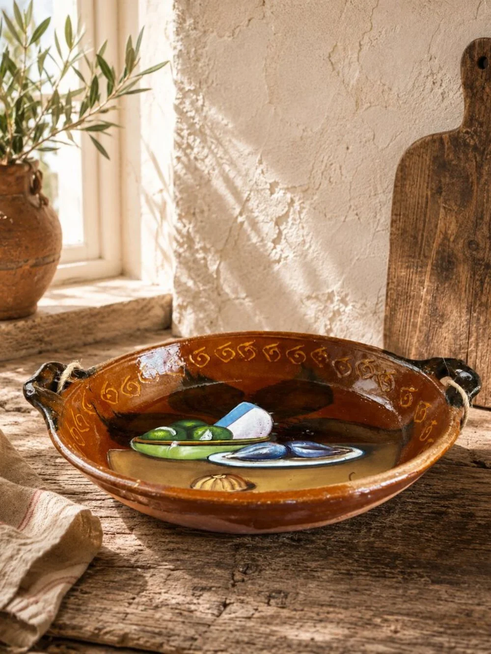 Rare Vintage Macario Covarrubias Signed Mexican Folk Art Pottery Cazuela Bowl